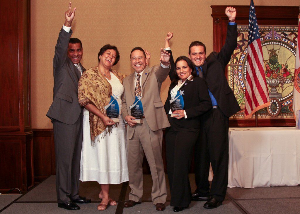 Success Stories Luncheon Winners (r to l) Juan and Marianela Chirinos, Luis Restrepo, and Martha and Alberto Santoni rejoice over the recognition of their small business success.