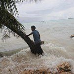 Kiribati Island, Pacific Ocean--sea level rise due to climate change