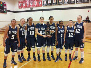 Dr. Phillips Women's Basketball team - members holding runner-up trophy, Iolani Tournament, Hawaii, December 2012
