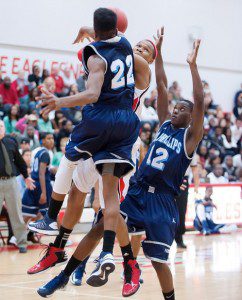 Jerard Pierre Louis (#22) taking a shot in a game against Edgewater. (Photo: DP)