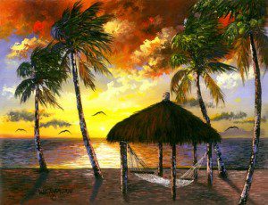 “Florida Keys,” a 14-by-18-inch oil on canvas was painted by Willie C. Reagan, one of the Original Florida Highwaymen. Photo courtesy of Don deLora Reagan