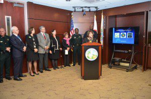 Orange County Mayor Teresa Jacobs addresses a press conference to reconvene the Orange County Domestic Violence Commission. (Photo: Orange County)