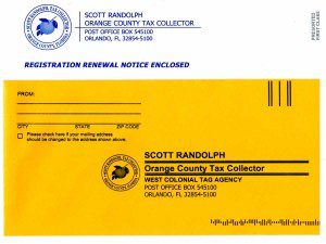 Materials being mailed from the Tax Collector office already have Randolph's name printed on them, before he takes office.