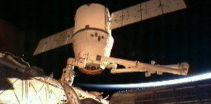 NASA TV Image - Showing the SpaceX Dragon after its detachment from the International Space Station Tuesday. 