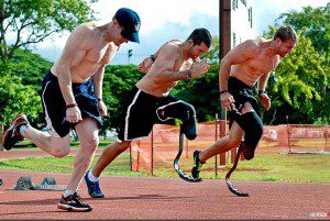 WARRIOR TRIALS - Wounded warriors practice track events at the first Wounded Warrior Pacific Trials on Joint Base Pearl Harbor-Hickam in Pearl Harbor, Hawaii, Nov. 14, 2012. Wounded, ill and injured sailors and Coast Guard personnel from across the country are competing for one of 35 places on the 2013 Warrior Games Navy-Coast Guard team. U.S. Navy photo by Petty Officer 2nd Class Jon Dasbach 