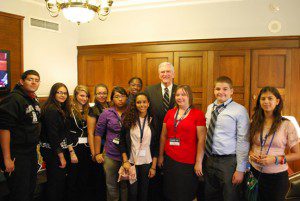 Congressman Daniel Webster poses with JA Academy students in Washington, D.C.