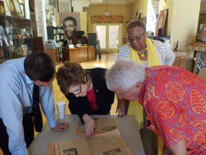 l-r: Joshua Paladino, former State Senator Nan Rich, Sen. Geraldine Thompson and Doug Head, former Orange County Democratic Chair, looking through the history of Wells' Built Museum, Orlando, May 9, 2013. (Photo  credit: Mike Cantone/WONO)