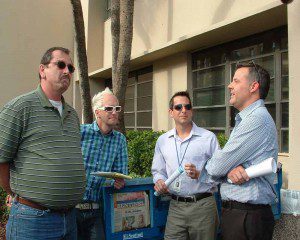 Left to right Tom Tillison, BizPac Review, Billy Manes, Orlando Weekly, Mark Schlueb and Scott Maxwell of the Sentinel, May 16, 2013