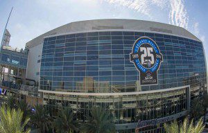 The Orlando Magic recently adorned the exterior of the Amway Center in preparation for its 25th Anniversary “Silver Season.” (Photo credit: Fernando Medina/OM)
