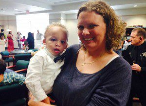 Winter Garden resident, Jennifer Downs and her 17-month old Jaxson, adopted at the Orange County ceremony.  