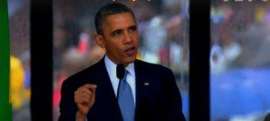 President Barack Obama makes remarks at the Memorial Service for former South African President Nelson Mandela, First National Bank Stadium, Johannesburg, South Africa, December 10, 2013.