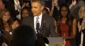 President Barack Obama makes remarks on expanding economic opportunity for women and working families at Valencia College, Orlando, March 20. 2014.  (Video still: WFTV)