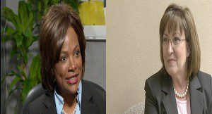 Orange County Mayoral Candidate Val Demings (l) and Mayor Teresa Jacobs (r)