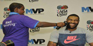 In an effort to recruit more male mentors for Big Brothers Big Sisters of Central Florida, Magic player Kyle O’Quinn had Jalen White, a “little” from Castle Creek Elementary, shave his beard. Currently more than 70 percent of children waiting for “bigs” are boys. In an effort to change that, O’Quinn wants to raise awareness for the organization and is placing a call to action to all Central Floridians.  All men who sign up to mentor from May through August will be O’Quinn’s special guest at a future Magic game and receive an on-court photo with O’Quinn.  Photos taken by Gary Bassing. 