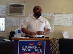 Derrick Wallace, Candidate for Orange County Commission District 6, addresses pastors and ministers at his Campaign Headquarters, 2000 Bruton Boulevard, May 19, 2014. (Photo: WONO)