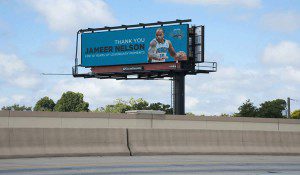 In honor of his 10 years with the Orlando Magic, the organization has placed two billboards in Orlando to thank Jameer Nelson for a decade of legendary moments. The billboards are located at the SR 408 and Kirkman exchange and on I-4 just south of downtown Orlando between the Michigan Ave. and Orange Blossom Trail exits.  Photo  credit: Fernando Medina.