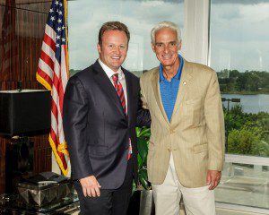 Attorney Dan Newlin poses with former Gov. Charlie Crist, Law Offices of Dan Newlin, Orlando, August 14, 2014. (Photo Credit: Pedro Pacheco)