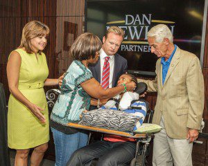 r-l: Former Gov. Charlie Crist, Danielle Simpson, Attorney Dan Newlin, Alma Fletcher, and Annette Taddeo-Goldstein, at the Law Offices of Dan Newlin, August 14, 2014.  (Photo credit: Pedro Pacheco)