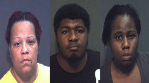 l-r: Bridgett Bennifield, Xavier Stephens & Chrystie Hall - suspects
