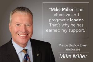 Republican campaign materials spotlight Dyer's support for Central Florida conservative Mike Miller over the Democratic challenger.