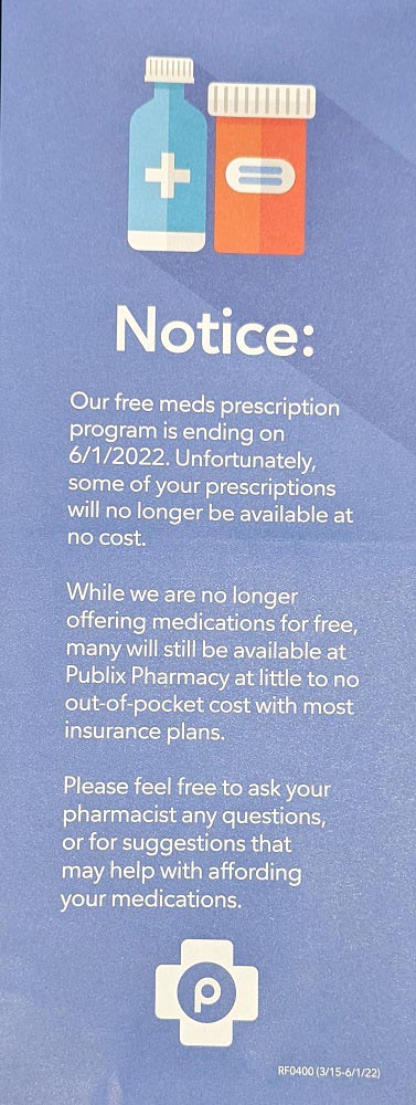 Publix Free Medication Program Ending