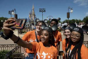 Mark Ashman, photographer - Students from the 2024 Disney Dreamers Academy (left to right: Ellis Schroeder, Cami Polk, Amir Mason, Bianca Orfila-Molinet, Hannah Dennis) at Walt Disney World Resort