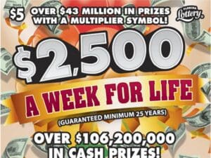 Florida Woman Claimed Top Prize from $2,500 A Week For Life Scratch-Off